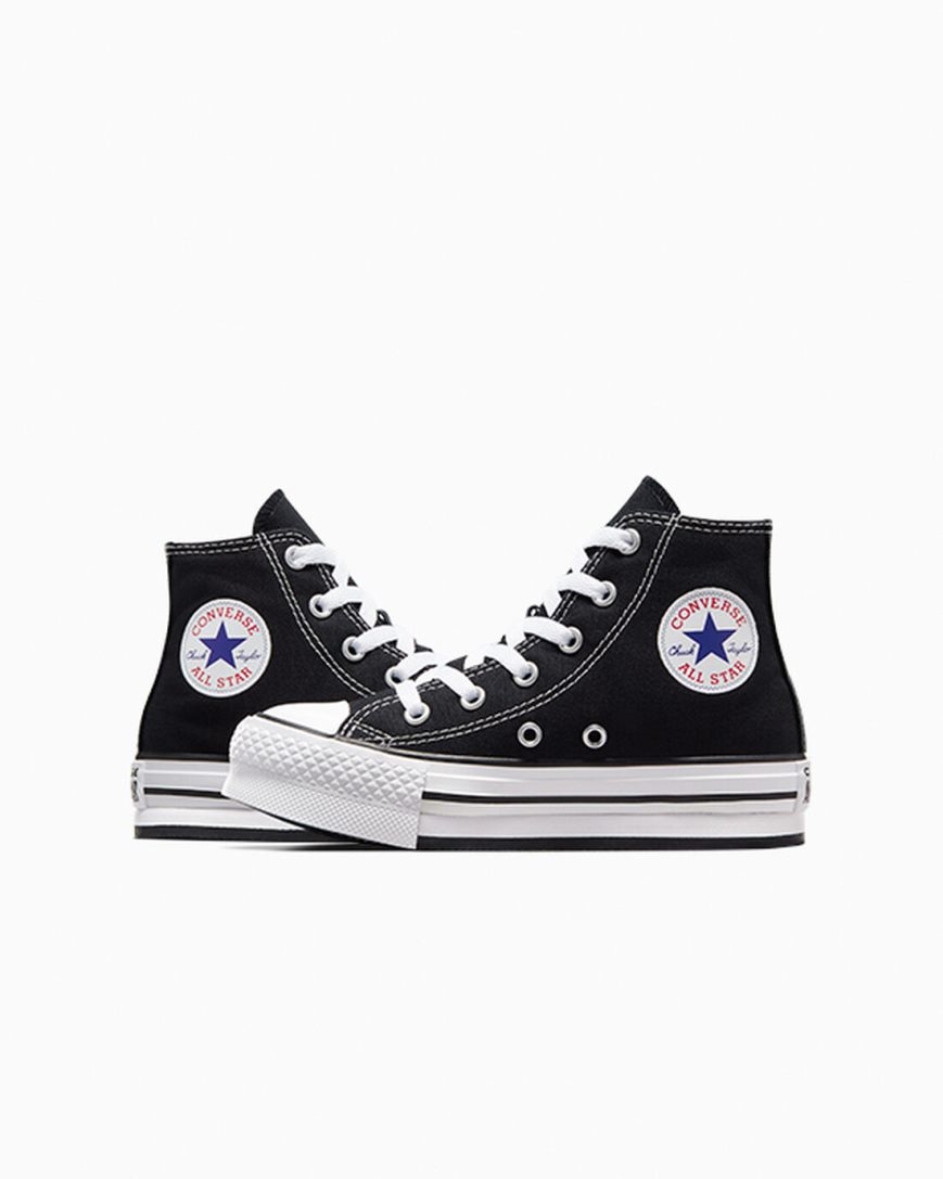 Pantofi Platforma Fete Converse Chuck Taylor All Star Lift Inalti Negrii Albi Negrii | RO KRJPL692